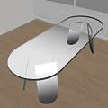 Modern Transparent Glass Dining Table With Gradient Red Legs And Tree Shadow On Wooden Floor