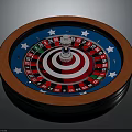 Home Entertainment Roulette Wheel With Wooden Frame Red Blue Sections White Stars And Metal Spindle