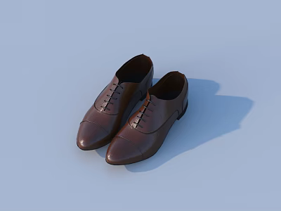 Brown Leather Lace Up Formal Shoes For Business Casual Wear With Classic Design 3d model