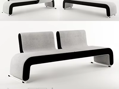 Modern Curved Gray Black Fabric Sofa Set With Contemporary Design And Metal Legs 3d model