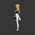 Anime Game Movie Character With Blonde Long Hair Black White Maid Outfit And Arms Outstretched