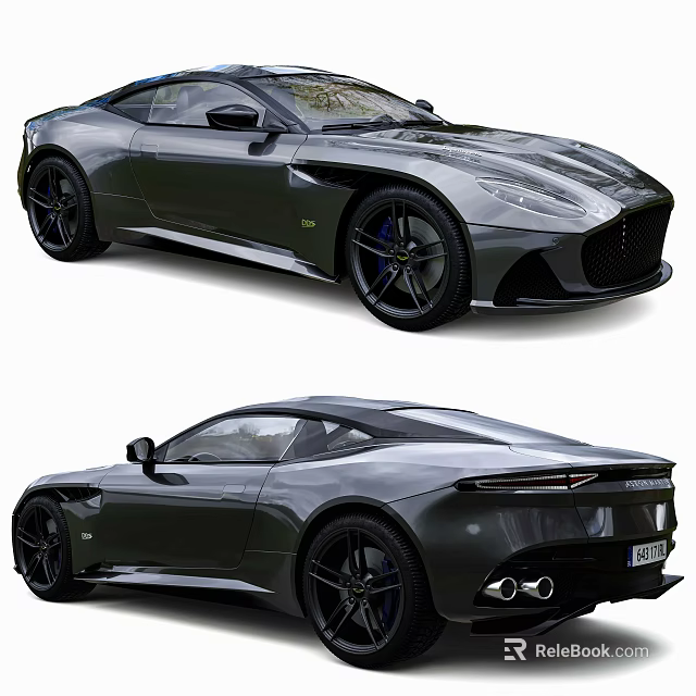 Sleek Dark Luxury Sports Car Front And Rear 3d model 