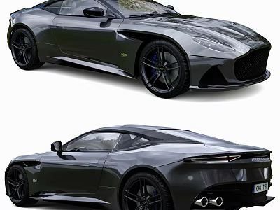 Sleek Dark Luxury Sports Car Front And Rear 3d model