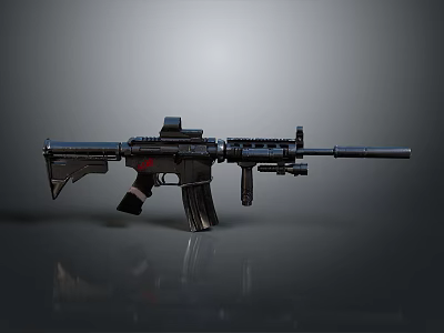 Modern Tactical Rifle 3D Rendered With Scope Grip And Metal Finish 3d model