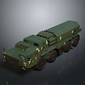Green Military Vehicle With Multiple Wheels And Tactical Missile Launcher System