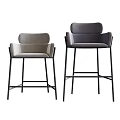 Modern Upholstered Bar Stools With Armrests And Metal Frame Design 3d model