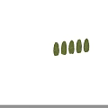 Five Neatly Trimmed Conical Green Shrubs Arranged On Light Colored Background