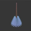Blue Bristle Toilet Brush With Wooden Handle Conical Design For Household Cleaning