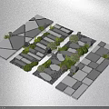 Geometric Garden Pathway Design With Mixed Stone Slabs Green Plants And Gravel Gaps