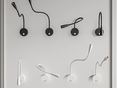 Modern Black and White Wall Lamps with Various Curved Designs for Home Interior Decor 3d model