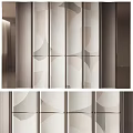 Modern Minimalist Background Wall Design With Circular Glass Panels And Wooden Frames