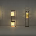 Four Traditional Chinese Lanterns With Different Designs Wooden Frames And Illuminated Panels