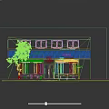 Starbucks Coffee Shop Storefront Facade with Red Brick Wall Black Windows and Awnings