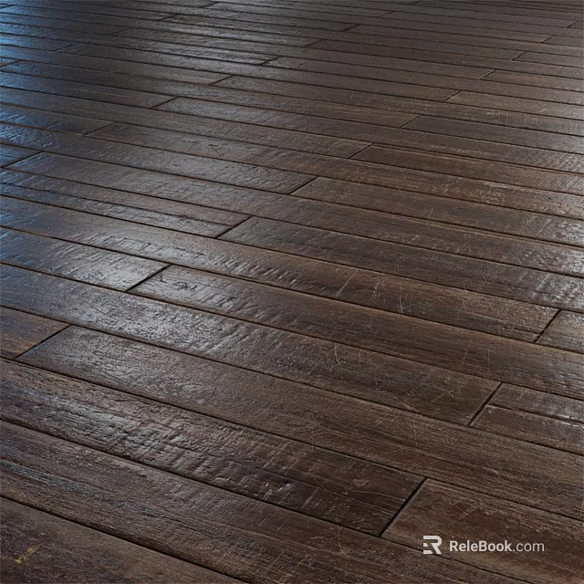 Dark Brown Wooden Flooring Components Comprising Planks With Natural Grain And Smooth Finish 3d model 