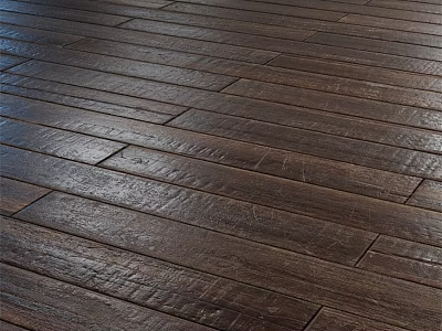 Dark Brown Wooden Flooring Components Comprising Planks With Natural Grain And Smooth Finish 3d model