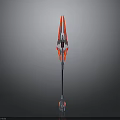 Futuristic Spear With Red And Silver Design Glowing Blade And Metallic Handle