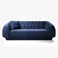 Elegant Navy Blue Quilted Velvet Double Seater Sofa For Modern Cozy Living Room Interior
