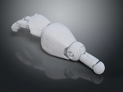 Detailed White Robotic Arm 3D Model With Articulated Joints And Components 3d model