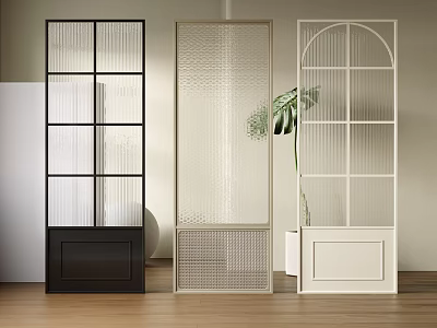 Modern Interior Room Dividers With Various Glass Designs And Black Beige White Colors 3d model