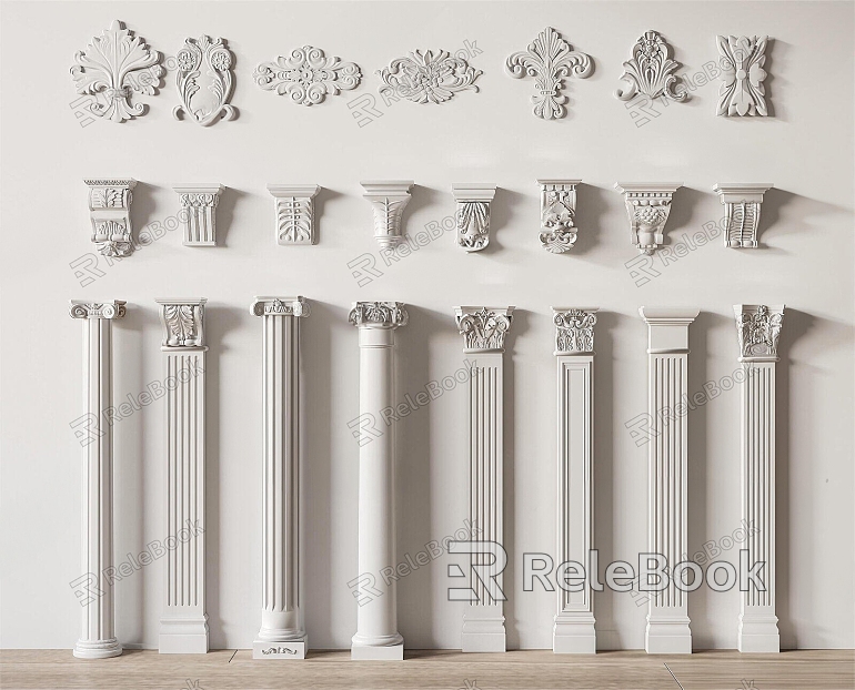 European Roman Column Column Carved Stigma Gypsum Column model