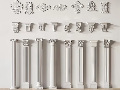 Various Styles Of Roman Columns With Ornate Capitals For Classical Interior Decor 3d model