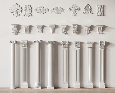 European Roman Column Carved Stigma Gypsum Column 3d model