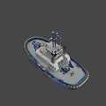 Modern Tugboat With Blue White And Red Hull Design And Deck Cabin Antennas