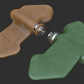 Brown And Green Weapon Components With Metal Parts Featuring Numbers 20 And 25