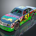 NASCAR Number 51 Race Car With Blue Green Red Color And MILKO Logos