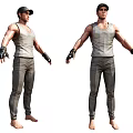 Man Wearing Gray Tank Top and Pants with Black Gloves Cap Standing Barefoot
