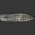 Feather Shaped Wooden Boat With Colorful Thin Slices Glossy Surface Smooth Gray Background And Reflection