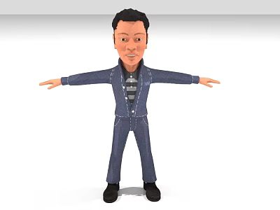 Man Wearing Blue Denim Suit 3D Model with Arms Outstretched on White Background 3d model Man Wearing Blue Denim Suit 3D Model with Arms Outstretched on White Background 3d model
