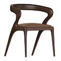Stylish Modern Accent Chair With Dark Wood Frame Curved Arms And Leather Seat