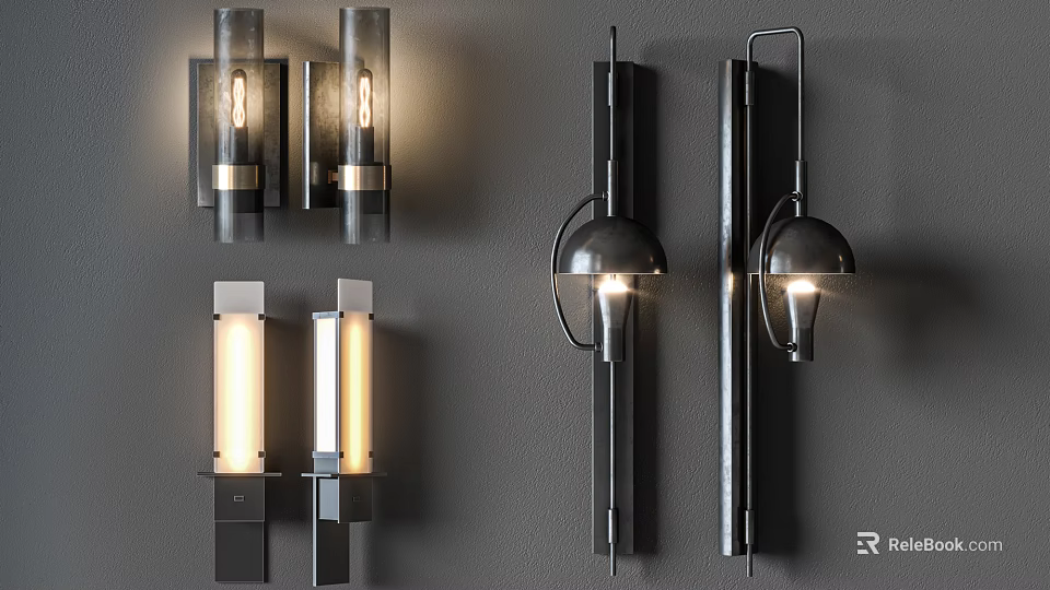 Modern Wall Sconces With Metal Frame And Glass Shade For Indoor Lighting Decor 3d model 