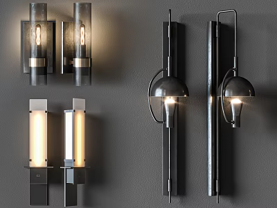 Modern Wall Sconces With Metal Frame And Glass Shade For Indoor Lighting Decor 3d model