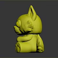 Cute Red Fox Character 3D Model Sitting with Big Eyes Pink Paws and Surface Reflection