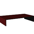 Modern Red And Black Coffee Table With Sleek Rectangular Surface And Minimalist Design 3d model