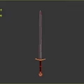 Medieval Sword With Long Sharp Blade Pink Accent And Golden Hilt Design