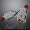 Two White Plastic Liquid Food Bottles With Red Caps And Label Design