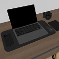 Apple Laptop On Wooden Desk With Mouse Pad Mouse Smartphone And Camera Setup