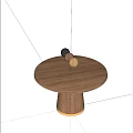 Round Natural Wood Dining Table With Decorative Balls On Pedestal Base