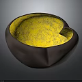 Household Decorative Bowl With Dark Brown Exterior And Yellow Textured Interior
