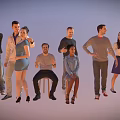 Group of Diverse People in Various Poses Wearing Different Casual Outfits
