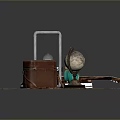 Daily Life Items Including Guitar Camera Suitcase And Boots On Wooden Floor