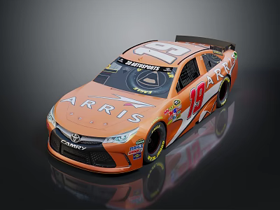 Orange Toyota Race Car With ARRIS Logo Number 19 And FOMOCO Branding 3d model