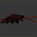 Fantasy Game Movie Character With Spiked Back Red Tentacles And Orange Spots
