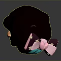 Cute Cartoon Game Movie Character With Brown Hair Teal Streak And Pink Bow