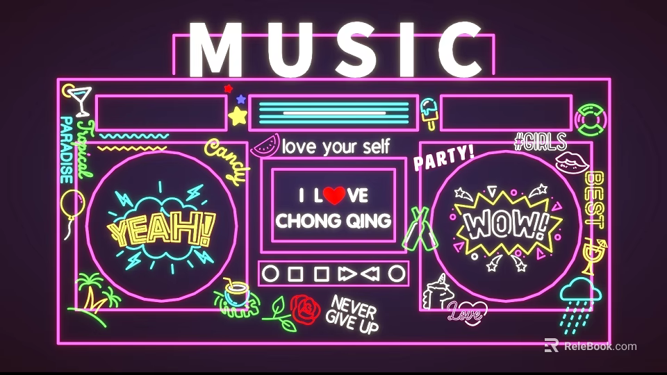Neon Decorative Lights For Music Party With Vibrant Colorful Letter Designs 3d model 
