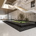 Modern Architectural Interior Design With Wooden Grilles Staircase Textured Wall And Windows