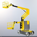 Yellow Mobile Aerial Work Vehicle With Extendable Boom Work Platform And Movable Wheels 3d model